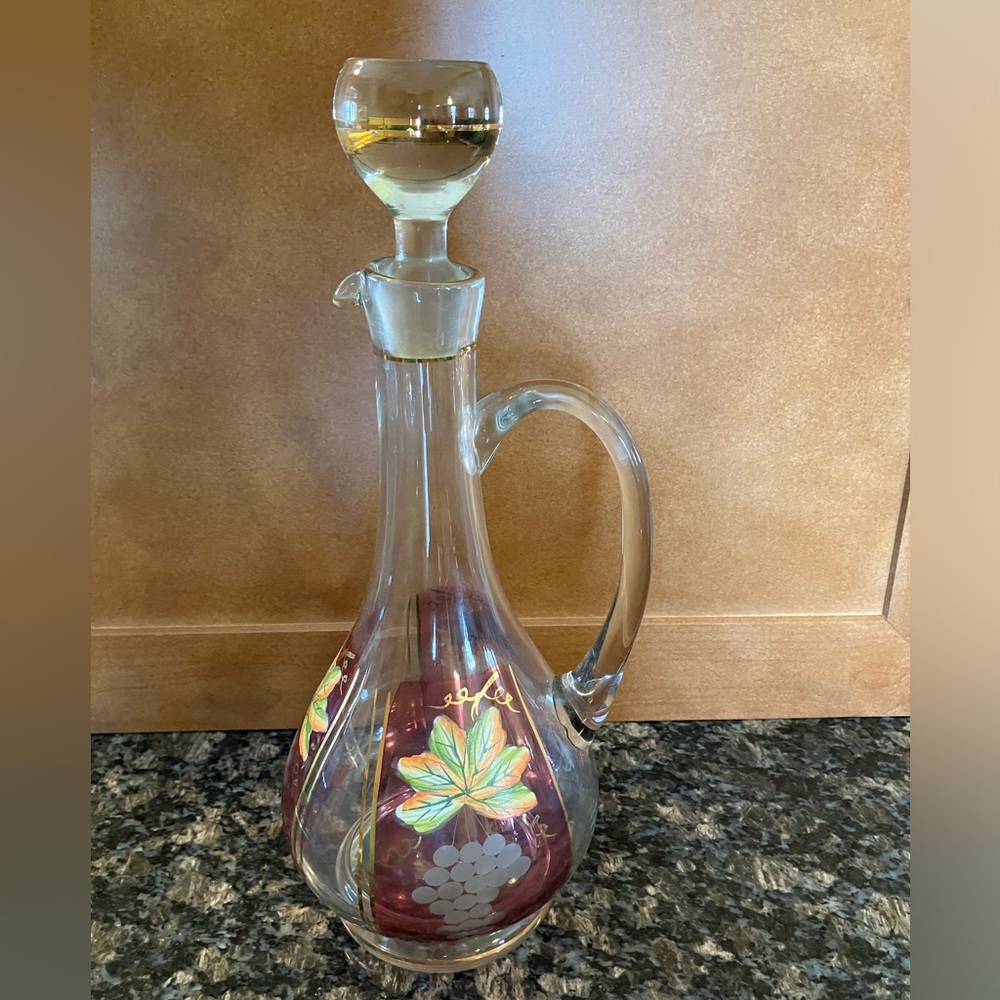 Bohemian red/cranberry glass decanter with stopper